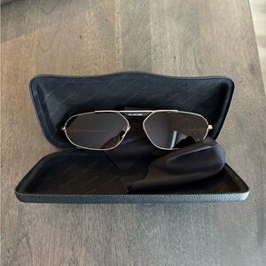 Balenciaga Gold Aviator Sunglasses with Dark Lenses